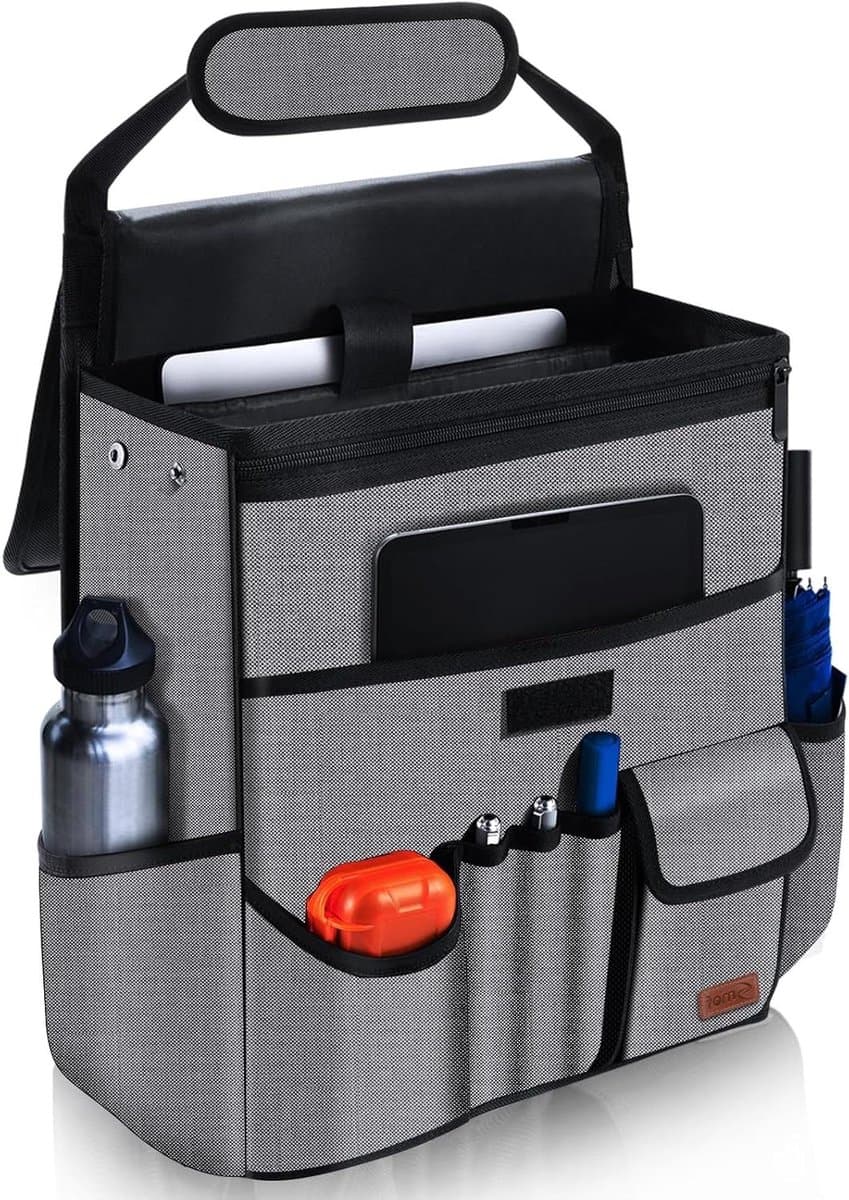 Auto-organizer voor voorstoel/passagiersstoel - achterbank hangende autostoel organizer voor bestanden en kantoorbenodigdheden met apart vak voor laptop