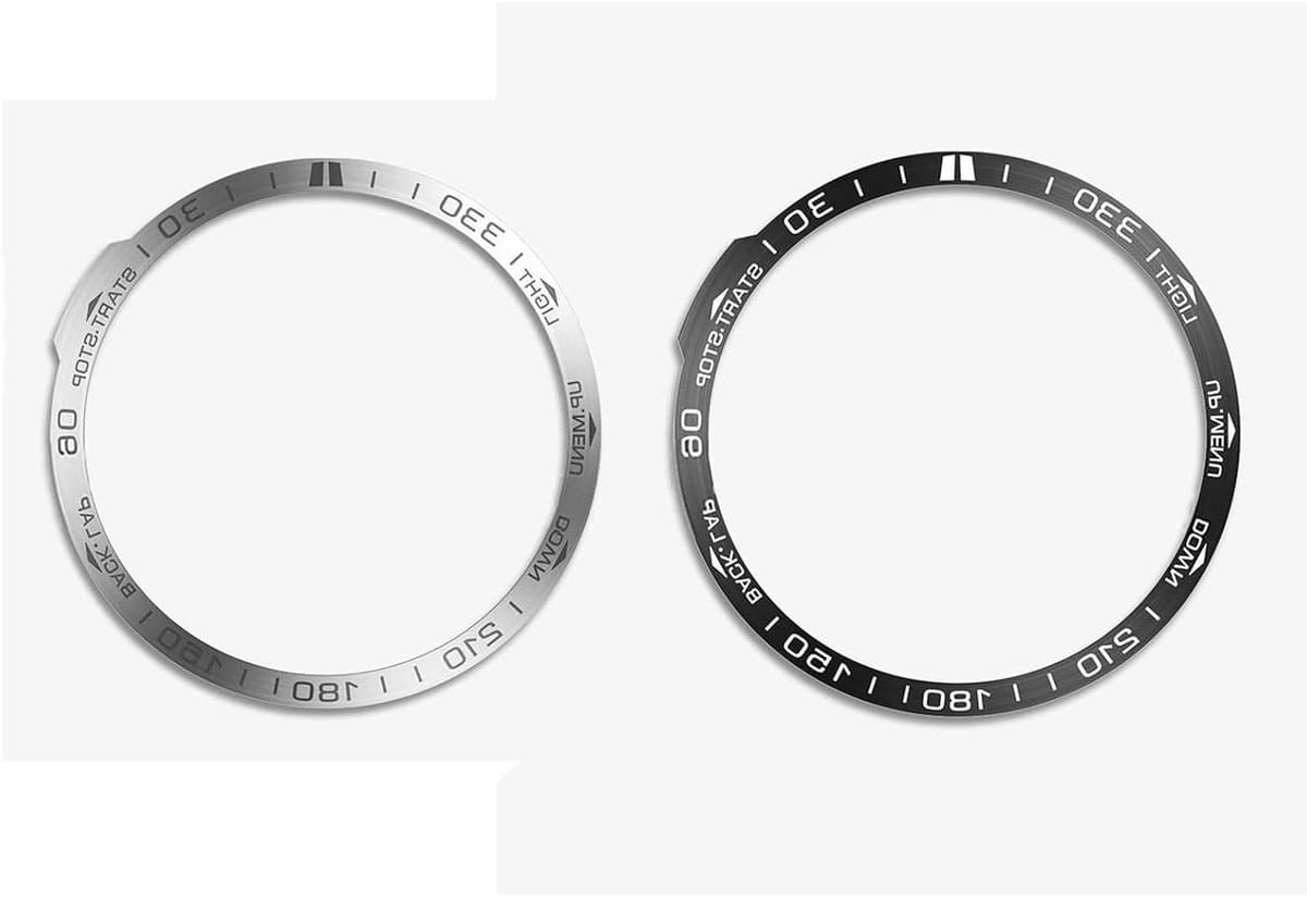 ByShane - Bezel ring voor smartwatches - 2-pack roestvrijstalen ringen - krasbestendige bescherming - zwart + zilver