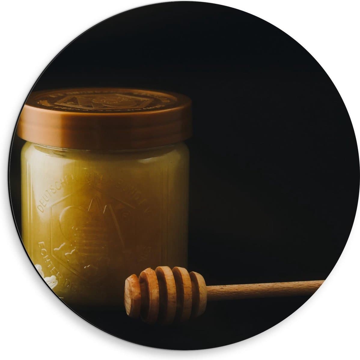 Dibond Wandcirkel - Pot honing - 50x50cm Foto op Aluminium Wandcirkel (met ophangsysteem)