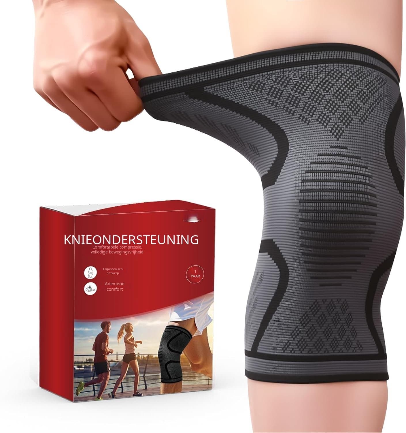 Zivano Kniebrace - Kniebrace Dames - Ondersteuning Knie - Zwart - 19cm x 16cm x 3cm