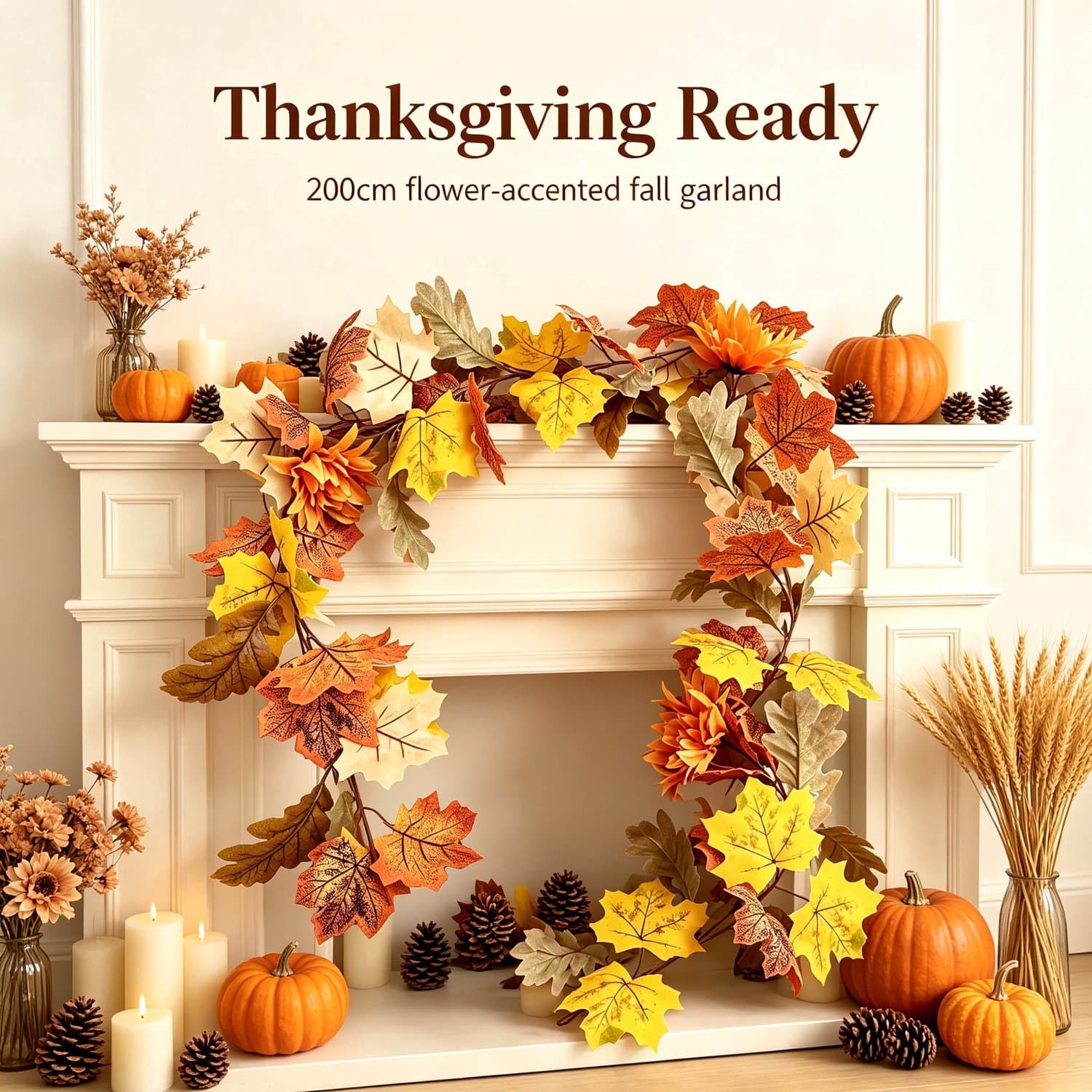 Ulisem - Kunstmatige Herfst Slinger - Halloween Decoratie - Realistische Bladtextuur - Elegante Vormgeving - Veelzijdig Bruikbaar - Voor Thuis Kantoor Raam Deur Muur