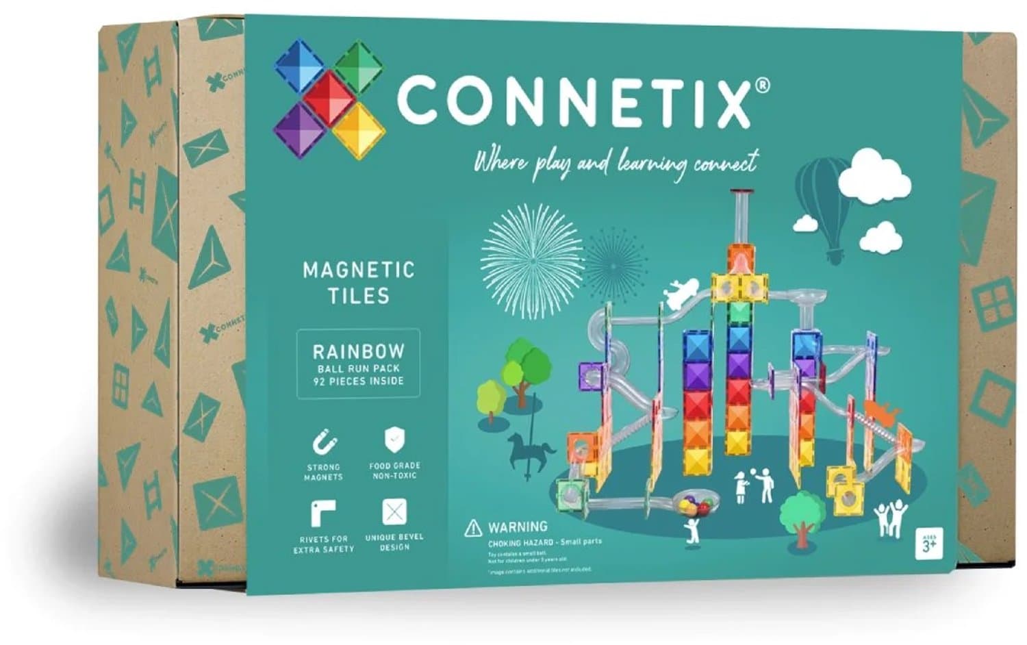 Connetix - Regenboog-ballenbaan Pakket 92 Stuks - (CT-R-00092-BR)