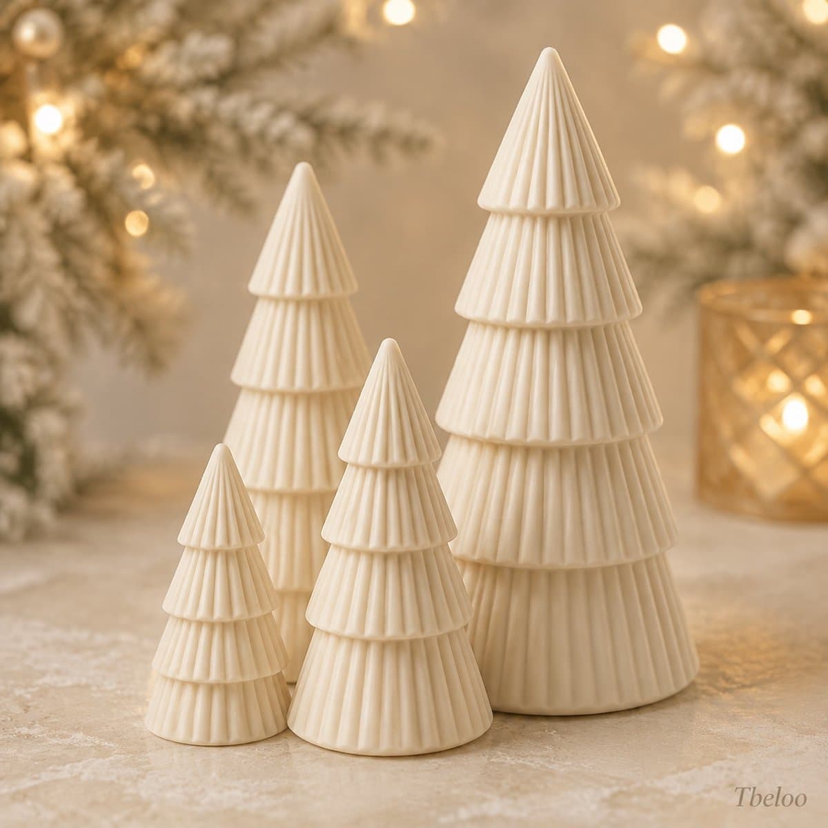 Tbeloo Kerstboom Decoratie – Set van 4 – Wit