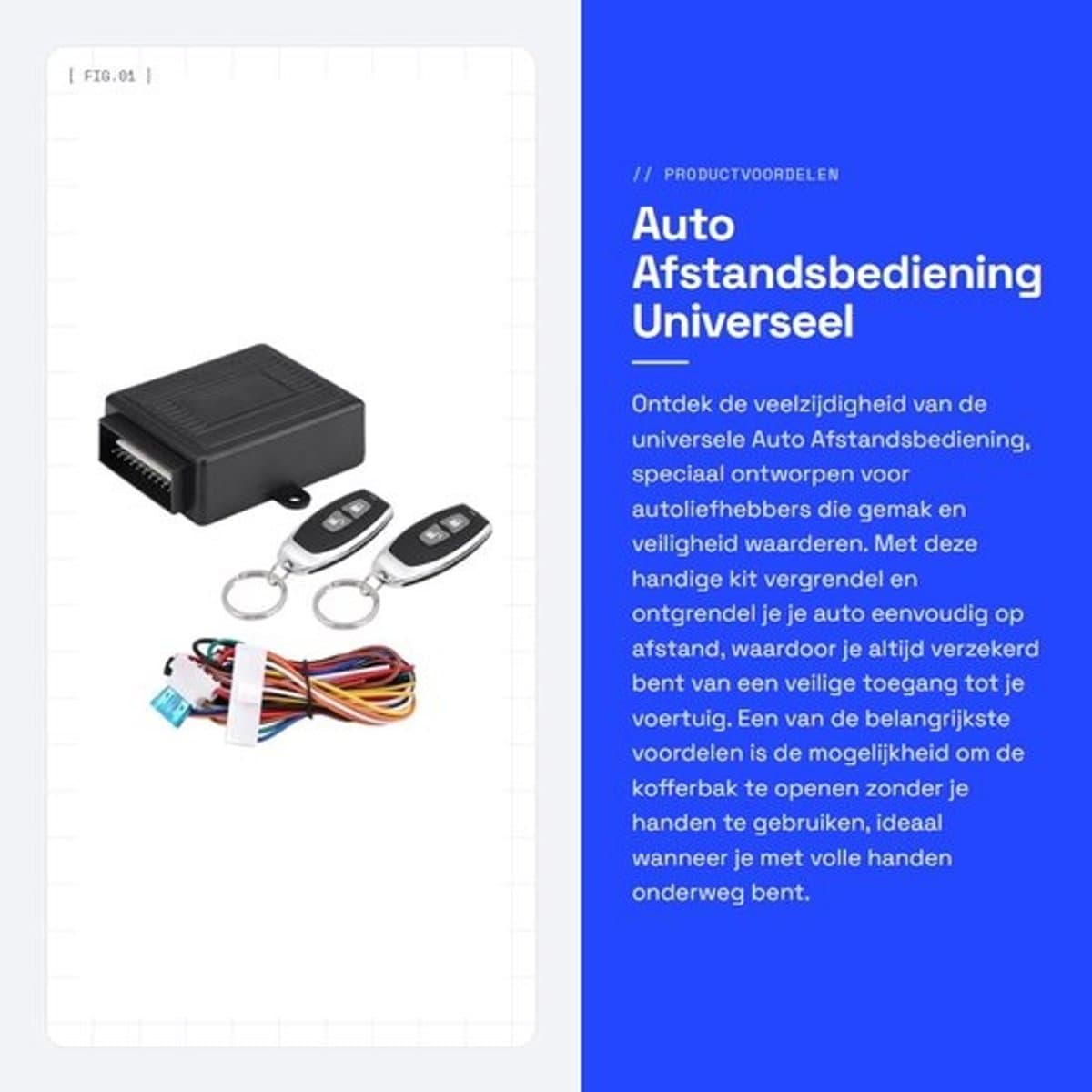 Dailygoods - Universele afstandsbediening voor auto’s - Universeel autodeurslot - Draadloze vergrendeling - Geschikt voor de meeste voertuigen - Centrale vergrendeling...
