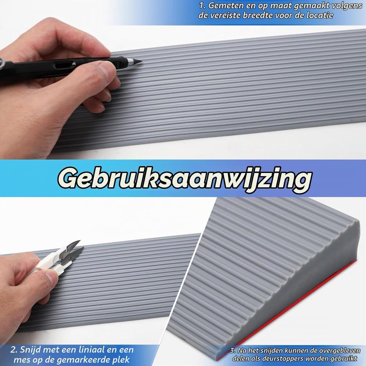 Drempelhelling, pvc-rolstoelhelling, antislip oppervlak, rubberen helling, oprijplaat, drempelhelling voor rolstoel, kinderwagen, rollator of e-scooter (grijs, 90 x 8 x 3 cm)