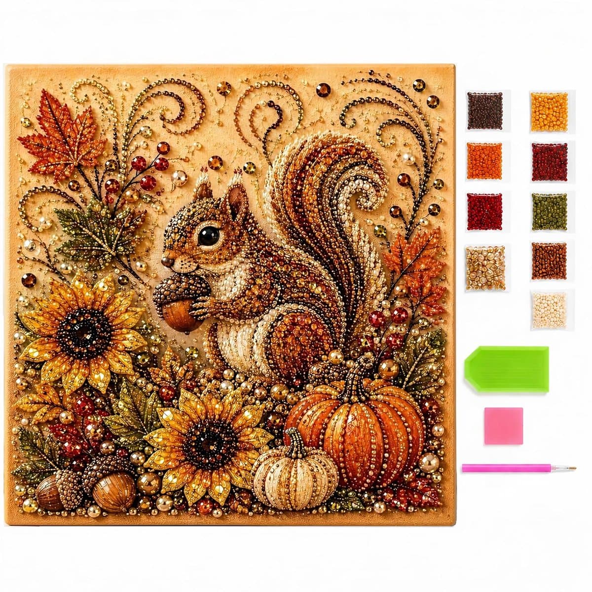 Namajunas - Herfst diamond painting - diamond painting volwassenen - parel diamond painting met lijst - DIY hobby knutsel - Halloween decorations - decoratie - kerst - huis decoratie - wanddecoratie - herfstdecoratie - cadeau - creatief - eekhoorn