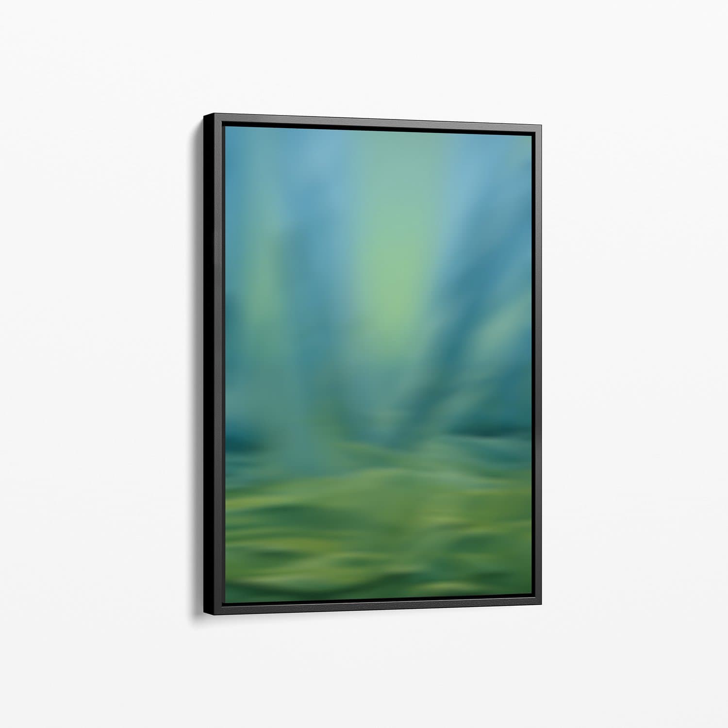 Vloeiende blauwe zee - Schilderij op Dibond met Zwarte Baklijst 75x100 cm - Wanddecoratie op Aluminium Dibond