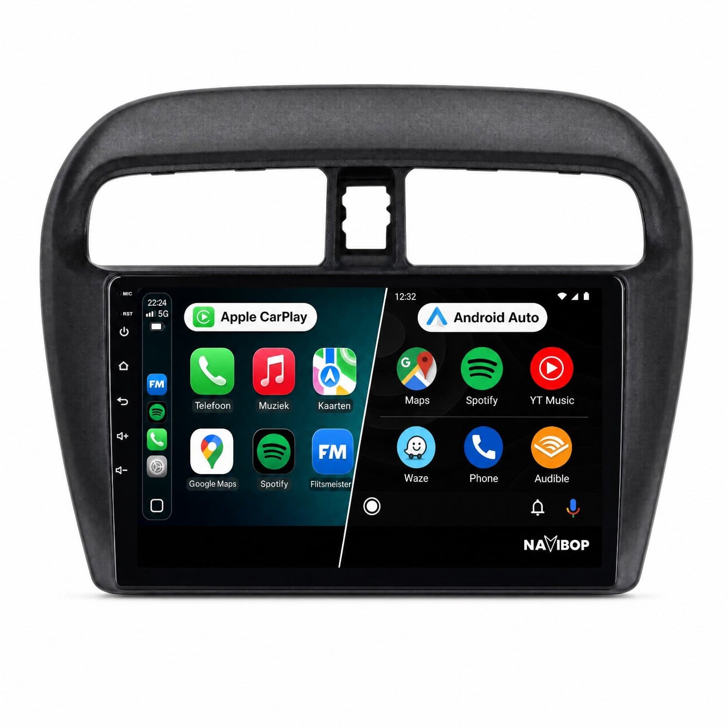 Navibop Autoradio geschikt voor Mitsubishi Mirage Spacestar 2012 t/m 2018 - Draadloos Apple CarPlay & Android Auto - 9 inch touchscreen - Android 15 - 4GB/64GB - Navigatie - Bluetooth - DAB+ ready - 2 din - 2012 2013 2014 2015 2016 2017 2018