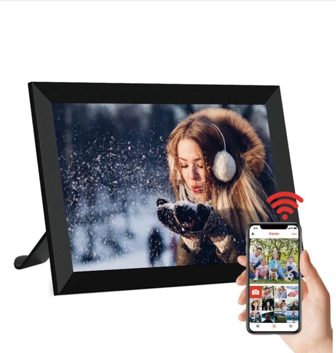 FrameUp - Digitale fotolijst met WiFi en Frameo App- Zwart - 10.1 inch HD+ IPS Display - Fotokader met Touchscreen - 16GB - Zwart - frameo digitale fotolijst - digitale fotokader - digitaal fotolijstje
