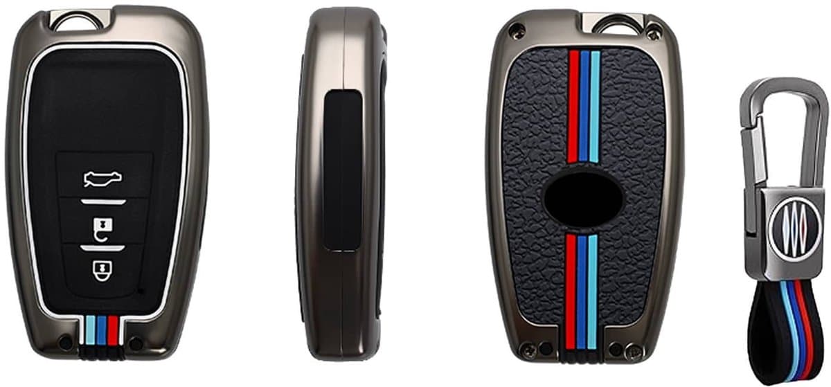 Autosleutel Hoesje geschikt voor Toyota - Sleutelcover - Metalen Sleutelhoes - Accessoires - grijs