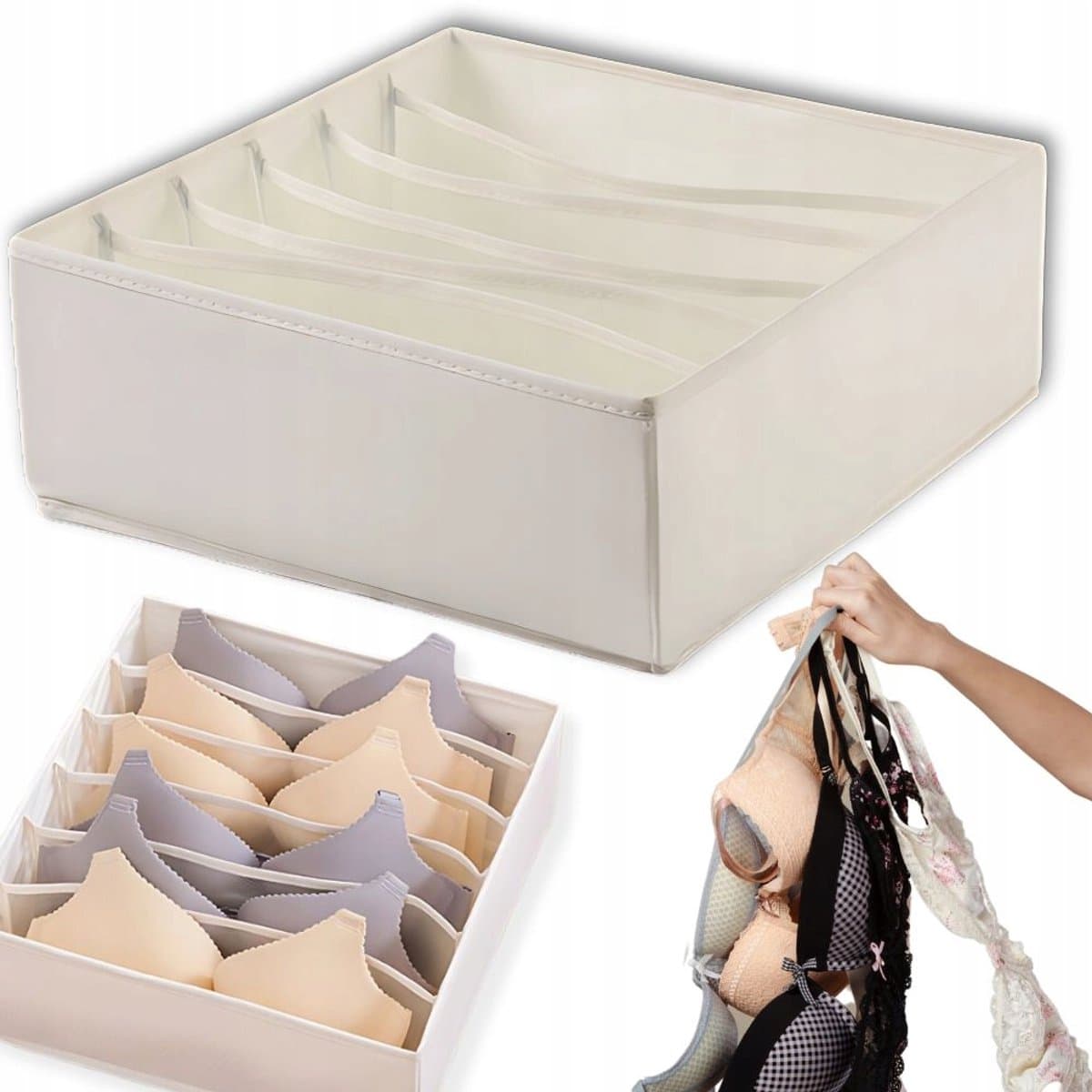 Organizer opbergdoos voor BH's, 6 vakken, wit, 32x32x10cm