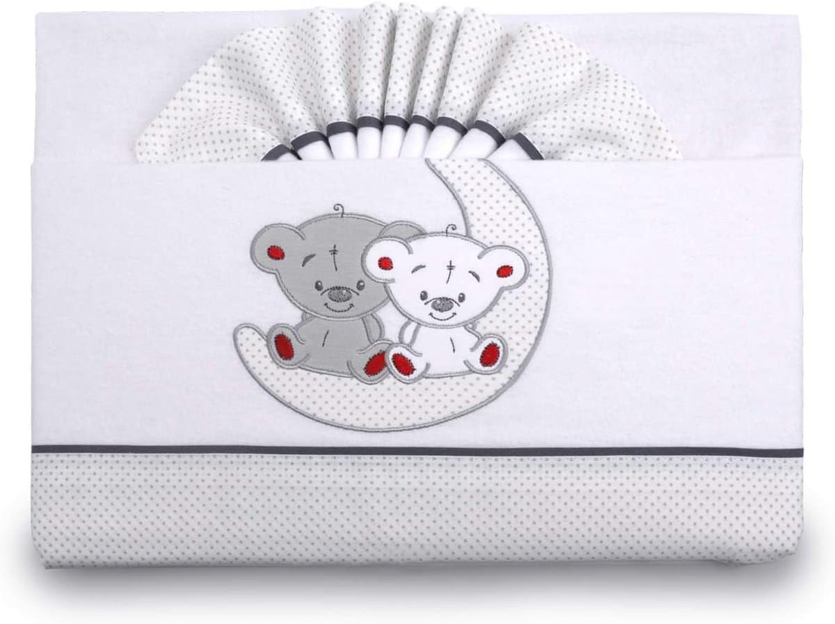 Baby Flanellen Beddengoed Set 3 Delig voor Kinderbed 60x120 cm - 100% Katoen Grijs