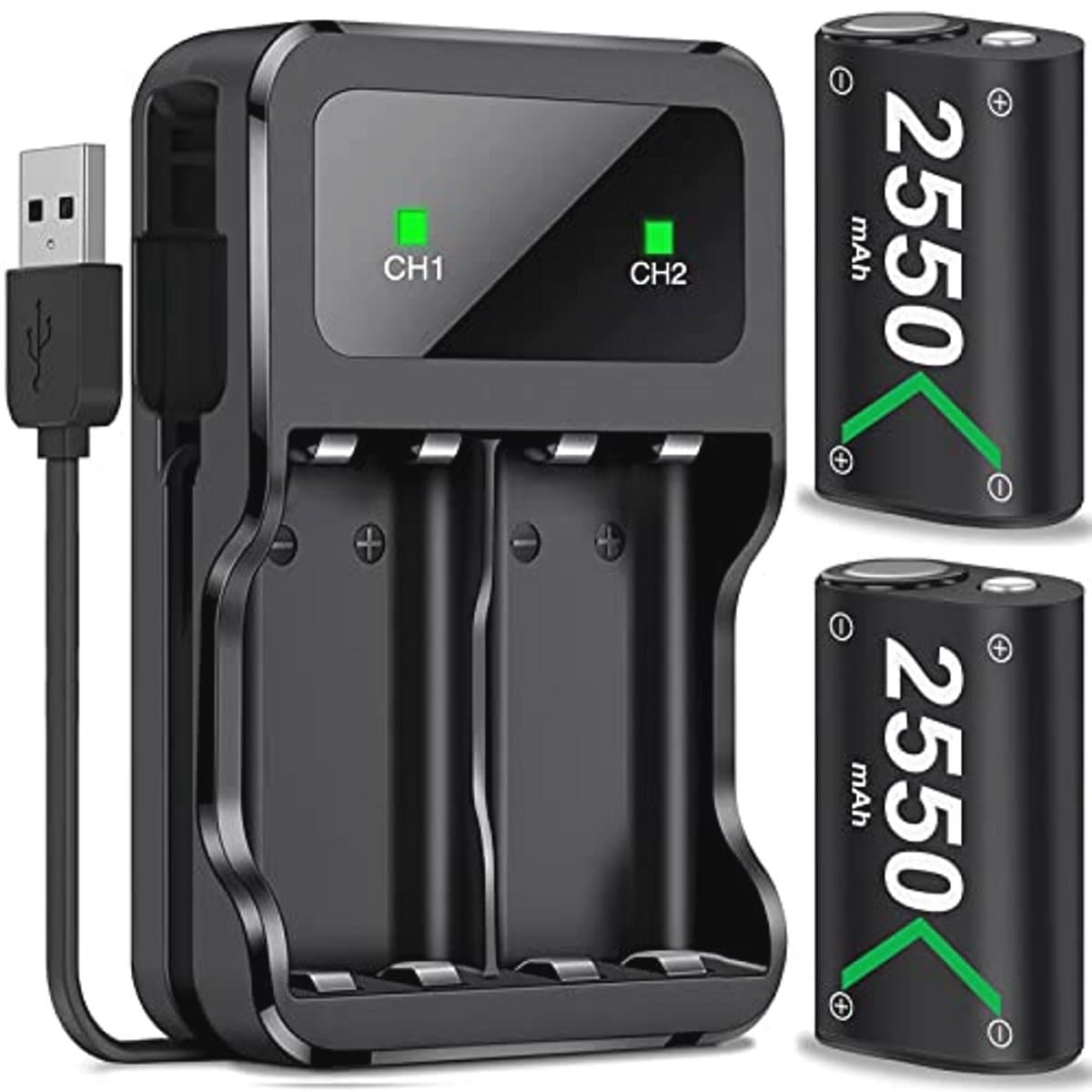 Oplaadbare Accu 2550 mAh voor Xbox Controllers - 2 Stuks met 25 Uur Speeltijd