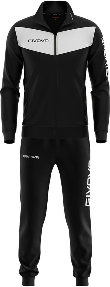 Givova Tuta Visa Glans Trainingspak - Zwart/Wit - Maat L