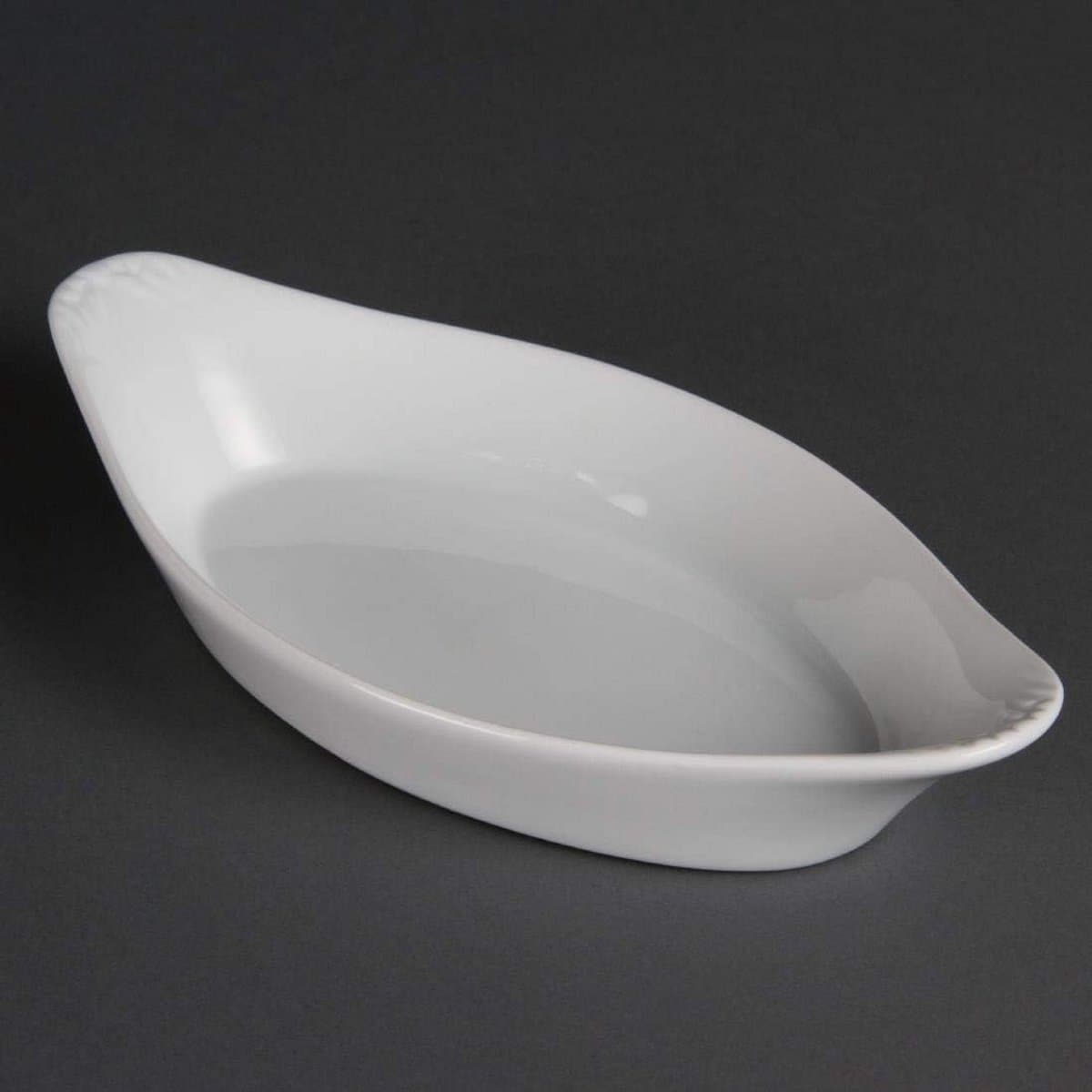 Ovale Porseleinen Schalen met Oren 26cm - Set van 6 - Oven- en Magnetronbestendig - Geschikt voor Vaatwasser en Vriezer
