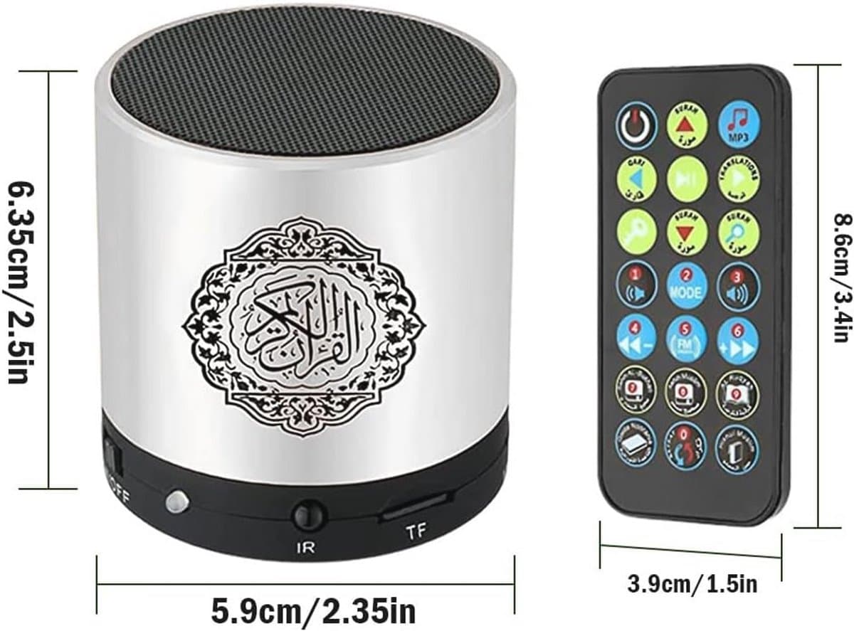 Draagbare Quran-luidspreker met Afstandsbediening en MP3-speler - Meer Dan 18 Voordragers en 15 Vertalingen