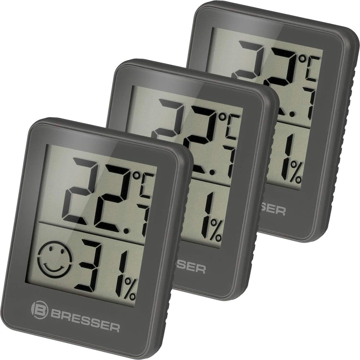 Bresser Weerstation - ClimaTemp Hygro Indicator - Set van 3 - Checkt Binnenklimaat - Grijs
