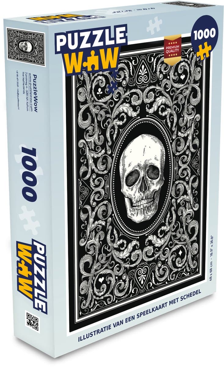 Puzzel Illustratie van een speelkaart met schedel - Legpuzzel - Puzzel 1000 stukjes volwassenen