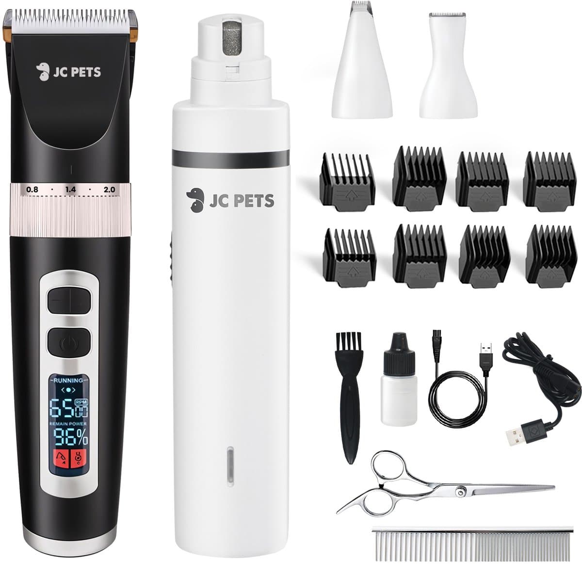 JC Pets 3-in-1 Hondentondeuse en Nagelvijl - Draadloze Dieren Tondeuse voor Honden en Katten - Inclusief Potentrimmer, Precisietondeuse & Elektrische Nagelslijper - Met Schaar en Kam - Hondentrimmer pootjes - Complete Grooming Set