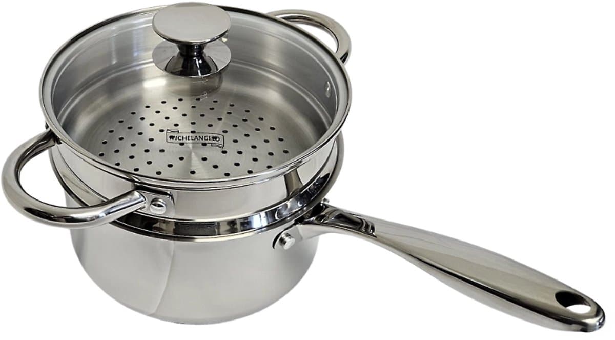 Stoompan 3L – RVS kookpan met inzet & glazen deksel