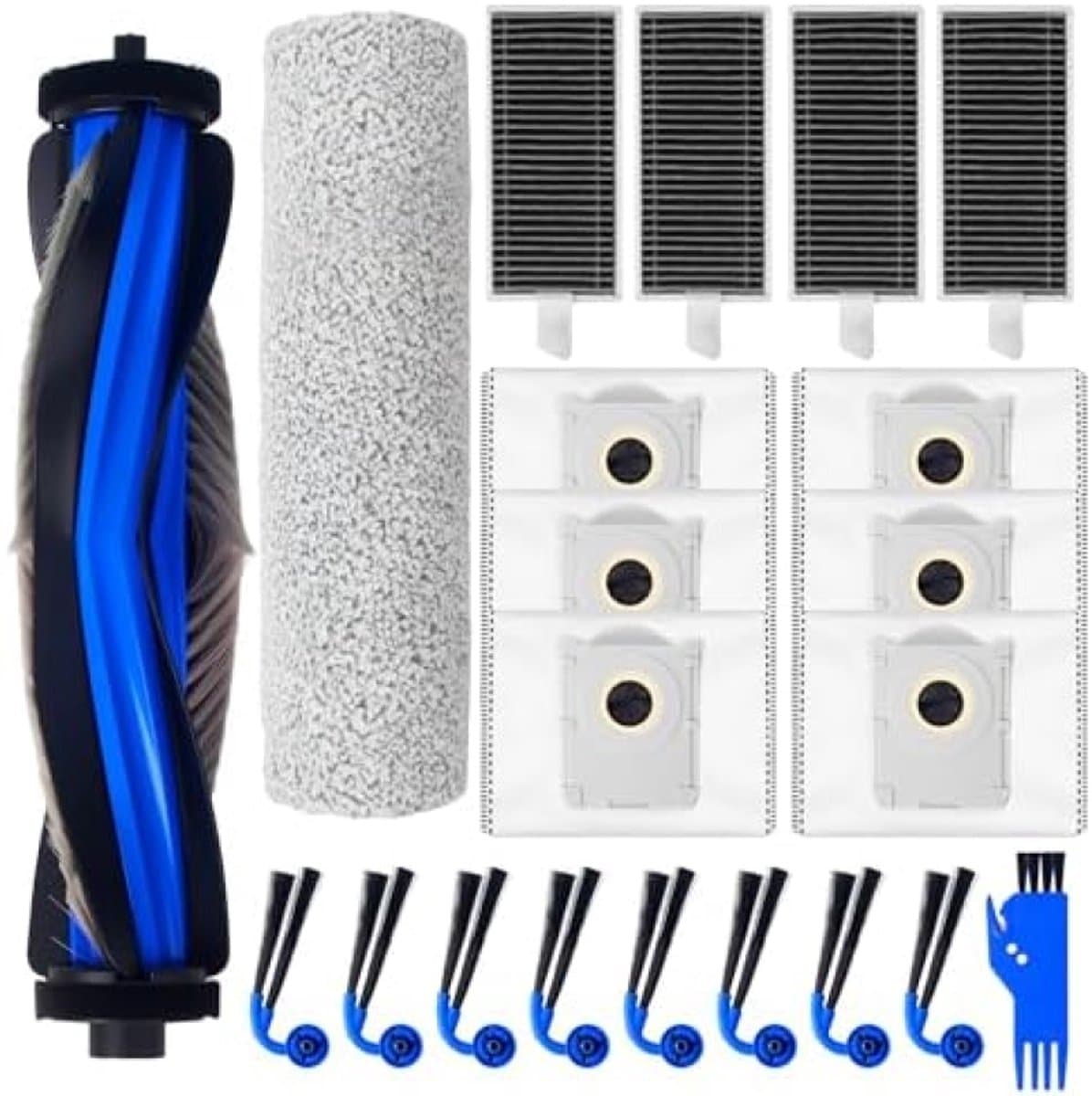 21-delige accessoireset voor Ecovacs Deebot x9 Pro Omni / x9 Pro Robot Cleaner onderdelen, 1 hoofdborstel, 1 roller mop, 6 zakken, 4 filters, 6 zijborstels
