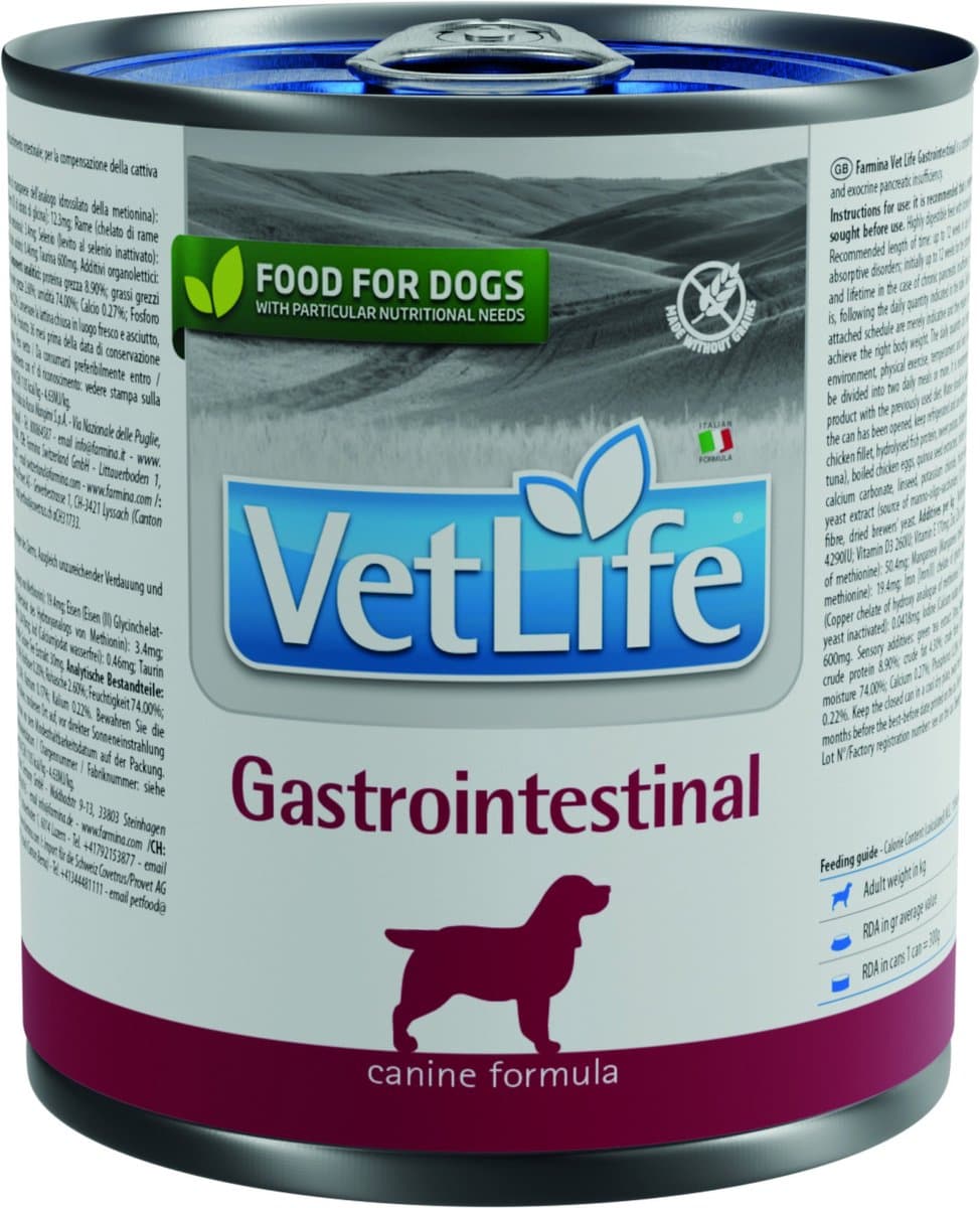 Vet Life natvoeding voor de hond Gastrointestinal 300 gr. - per 6 stuks