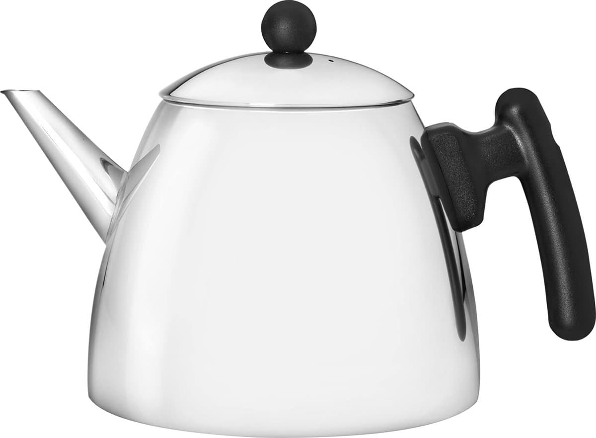Selbro ® Elegante Klassieke Theepot van Roestvrij Staal met Dubbelwandige Isolatie en Zwart Handvat