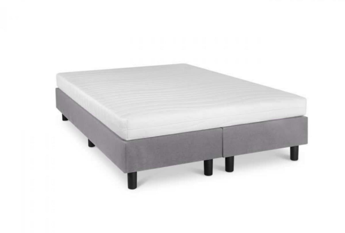 Nessa® - 140x200 Boxspring Studio Luxe HR45 Koudschuim matras Grijs - Inclusief Orthopedisch Koudschuim Matras