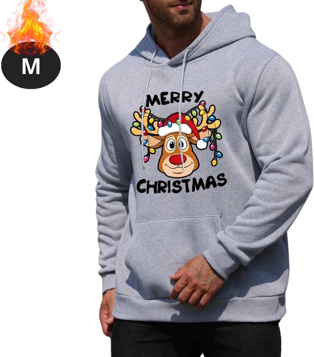 Nivard Kersttrui - Heren - Foute Kersttrui - Christmas Sweater - Cartoonprint - Kerst Sweater - Christmas Jumper - Hoodie - Lichtgrijs - M