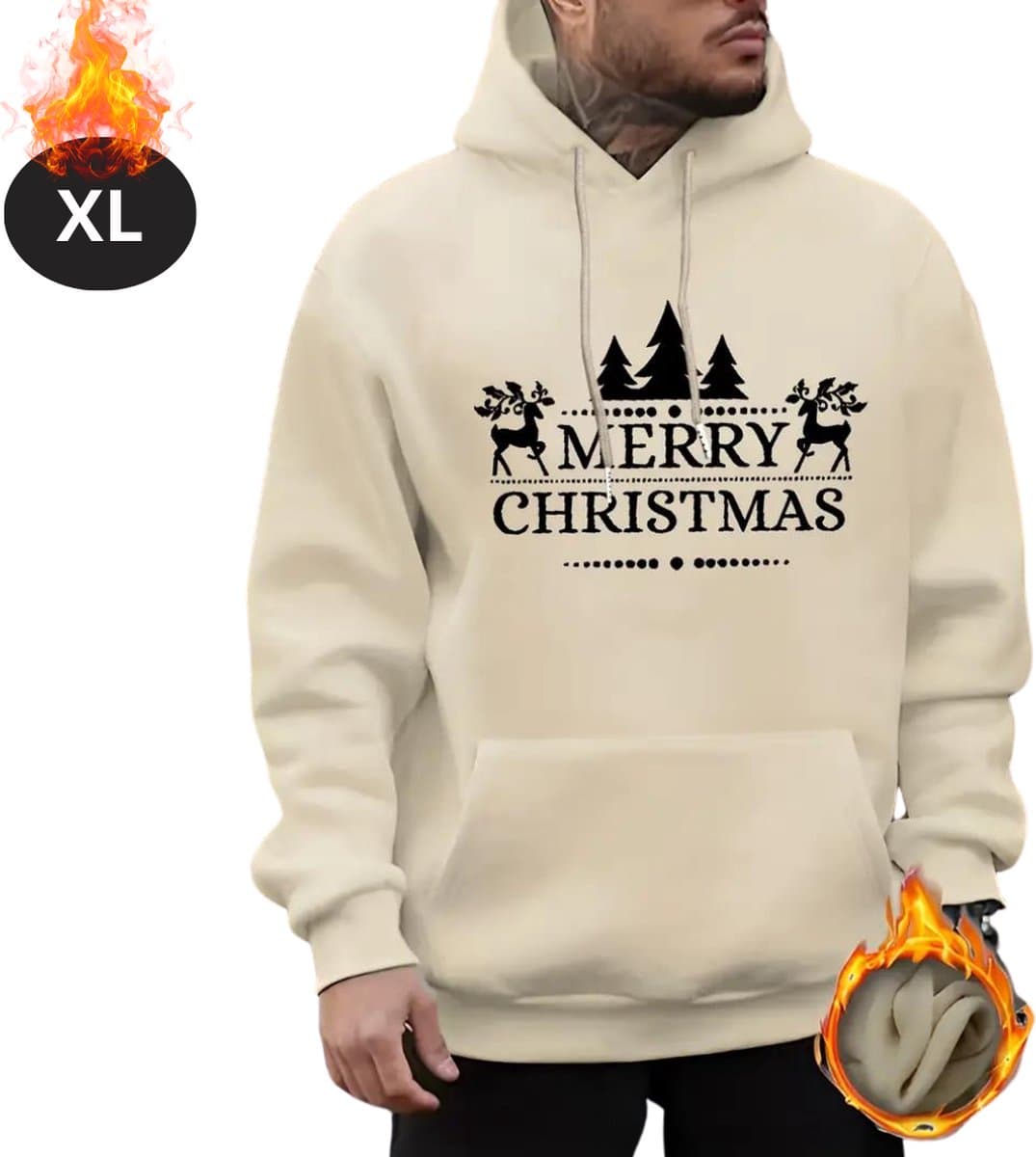 Livano Kersttrui - Heren - Foute Kersttrui - Christmas Sweater - Cartoonprint - Kerst Sweater - Christmas Jumper - Hoodie - Abrikoos - XL