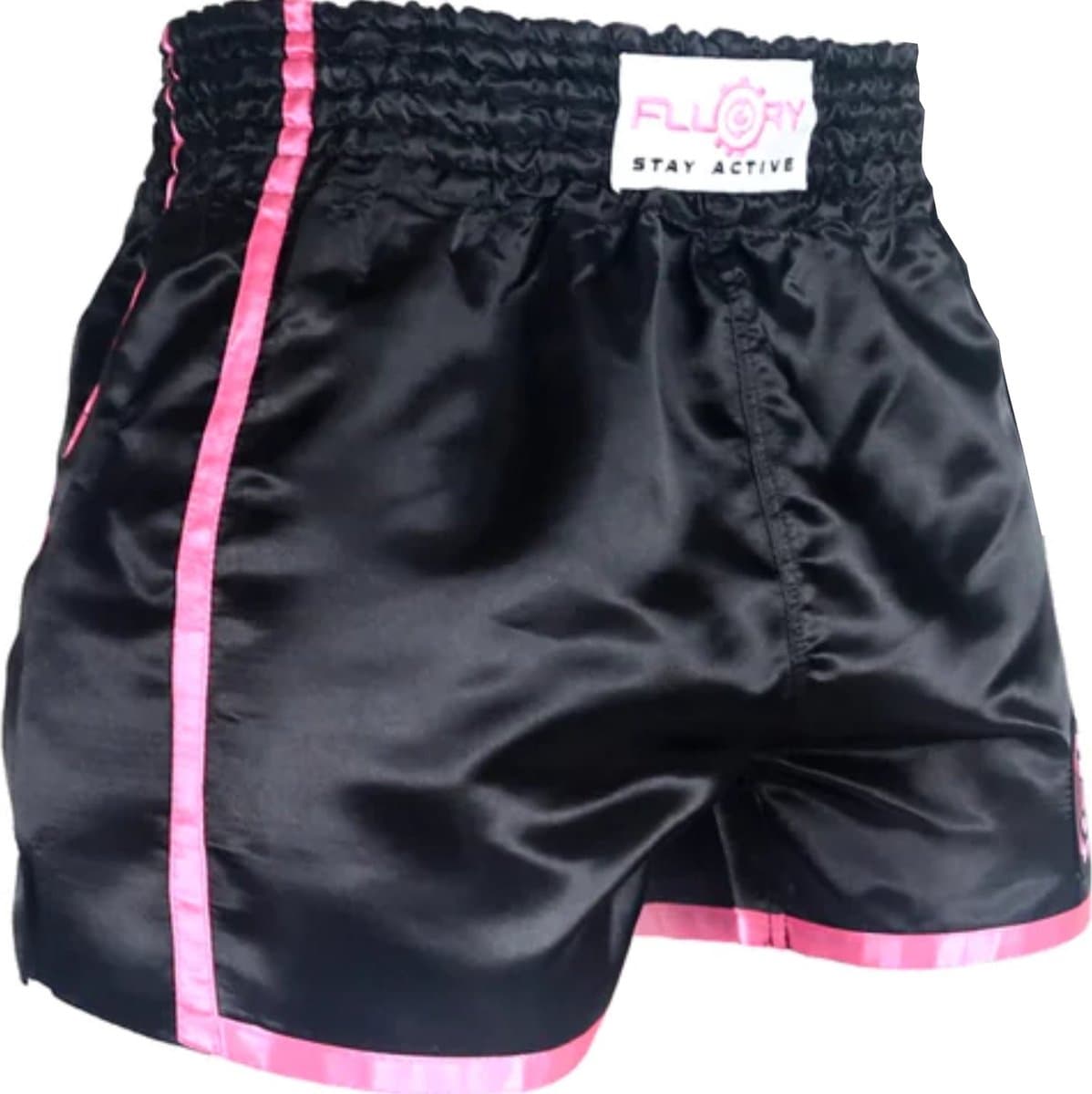 Fluory Kickboks Broek Muay Thai Short Zwart Roze MTSF37 - XS