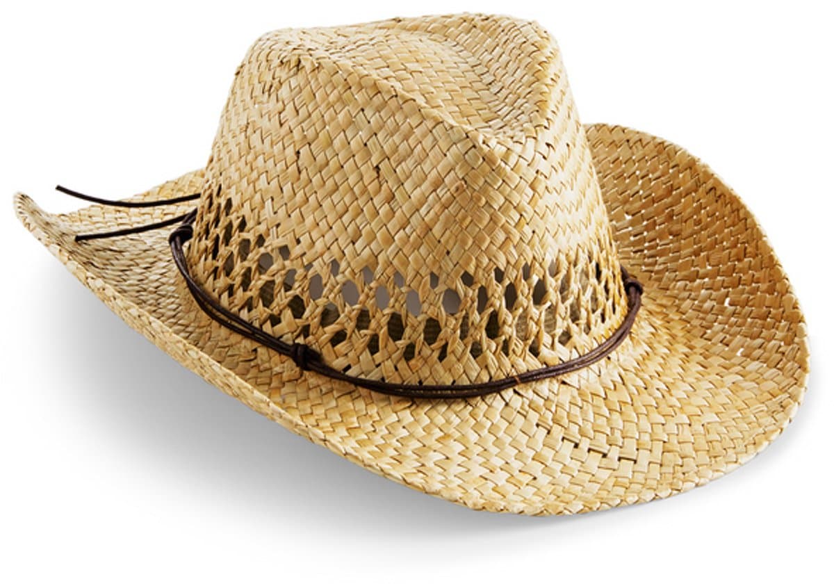 Beechfield - Cowboyhoed - Hoed - Strohoed - Rieten hoed - Met band - 57 cm - Naturel