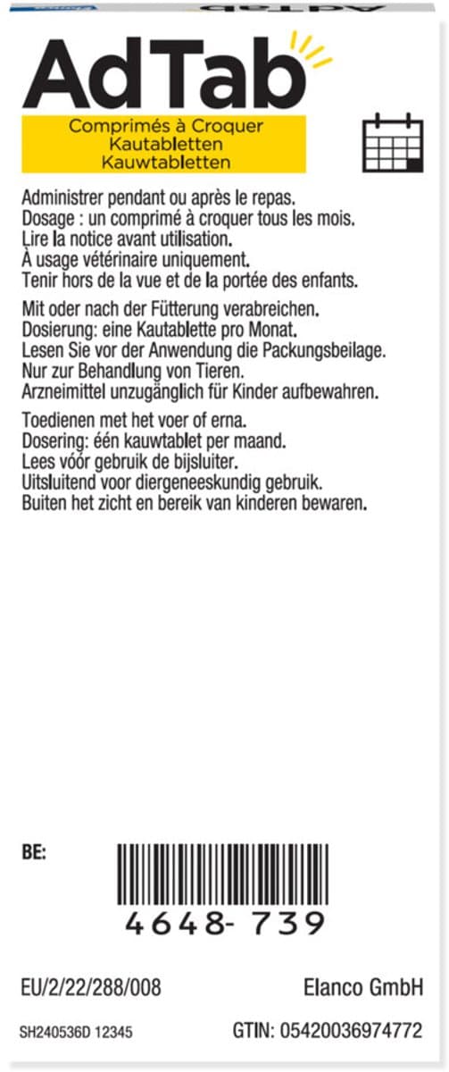 AdTab Anti Vlo en Teek Kauwtabletten Hond >11-22 kg - 2 x 3 tabletten - Voordeelverpakking