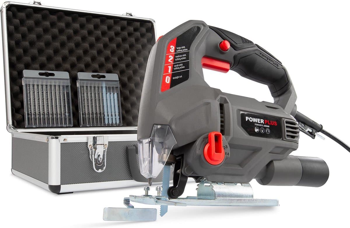POWERPLUS 710 W Decoupeerzaag POWESET3 met 20 Accessoires, 6 Snelheidsinstellingen, Stofafzuiging