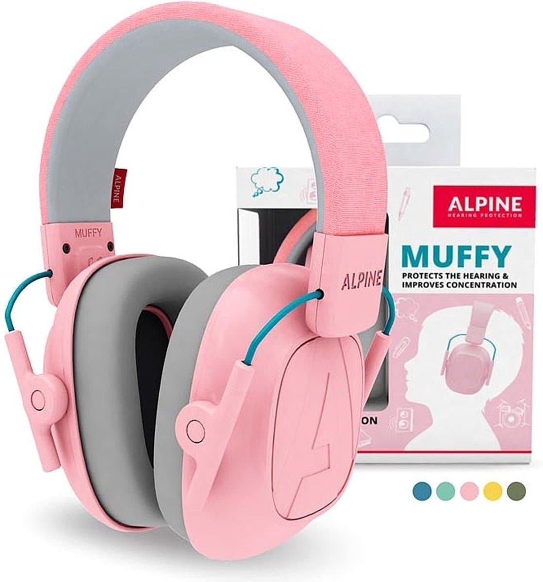 Alpine Muffy Kids Gehoorbescherming Kinderen 25 dB (5–16 Jaar) - Verstelbare Oorkappen voor Focus, School & Evenementen - Comfortabele & Opvouwbare Oorbeschermers - Roze