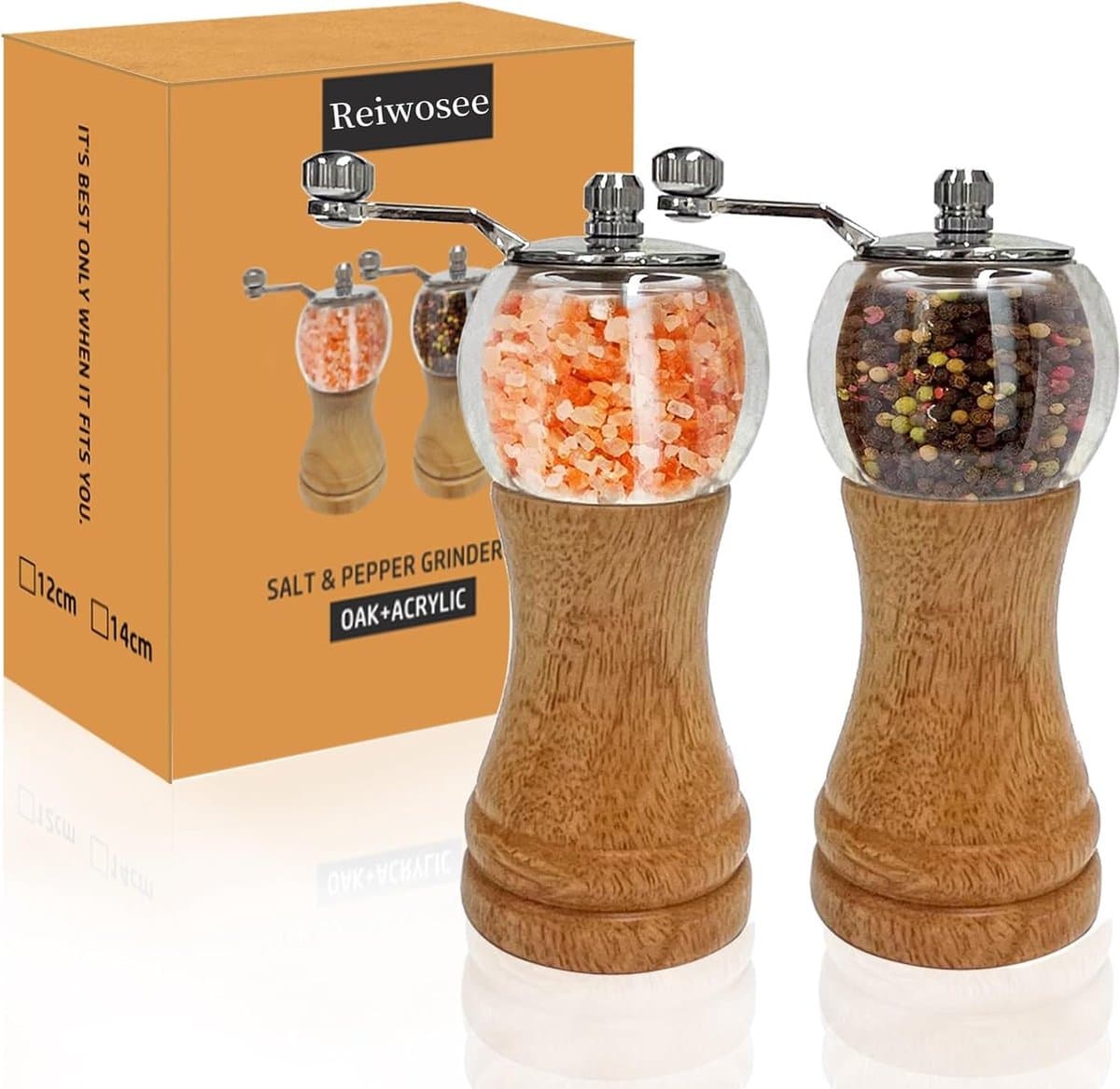 Pepermolen & Zoutmolen Set - Klassieke Kruidenmolens - 2 stuks - Acryl - 15 cm