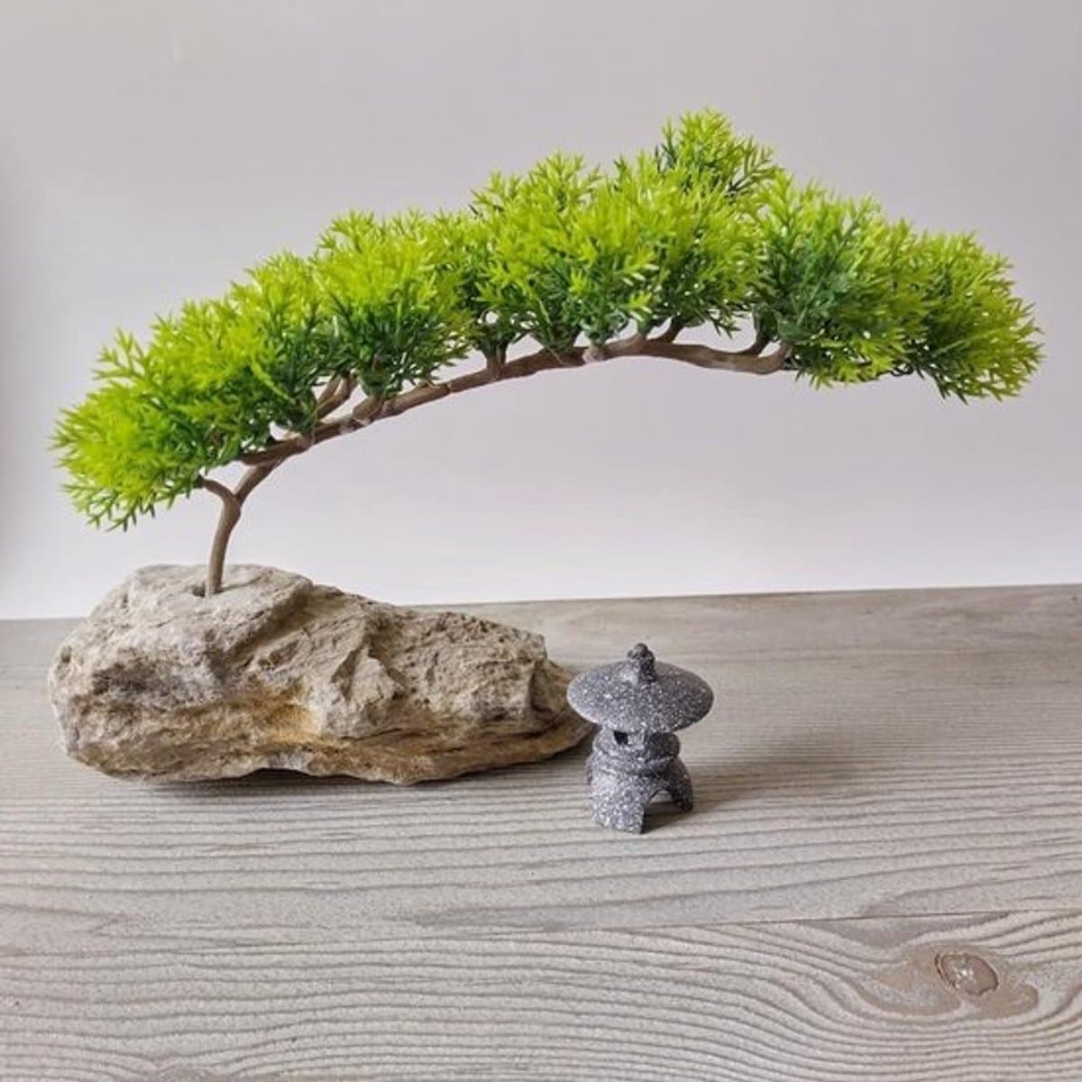 Miniatuur Japanse Lantaarn - Tuin Decoratie Brug - Terrarium Aankleden - Miniatuur Oude Stenen Brug - 47 cm lang - Grijs