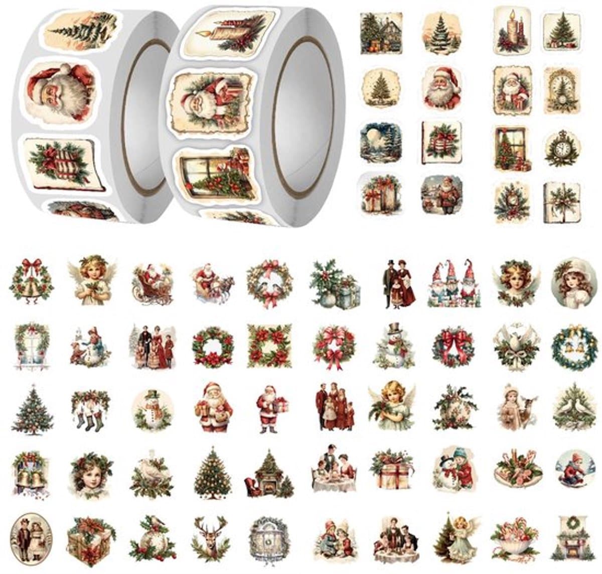 Ronde kerststickers - 550 stukjes zelfkleven