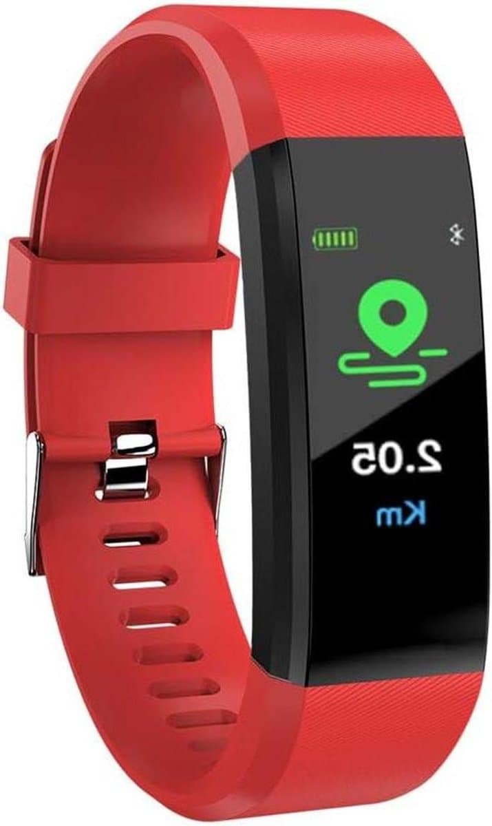 Fitness Tracker Horloge - Smart Armband Polsband - Activiteiten Monitoren - Hartslag Bloeddrukmeter - 095 inch scherm - Rood