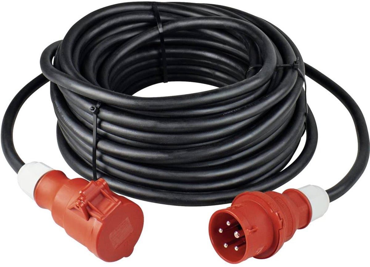 AS Schwabe 61031 Stroom Verlengkabel 32 A Zwart 10.00 m H07RN-F 5G 6 mm²