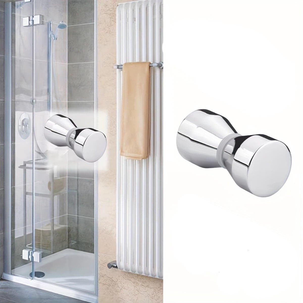 Conische dubbelzijdige deurgreep voor glas - geborsteld zilver 304 roestvrij staal, taps handvat (6cm x 2.8cm x 3cm)