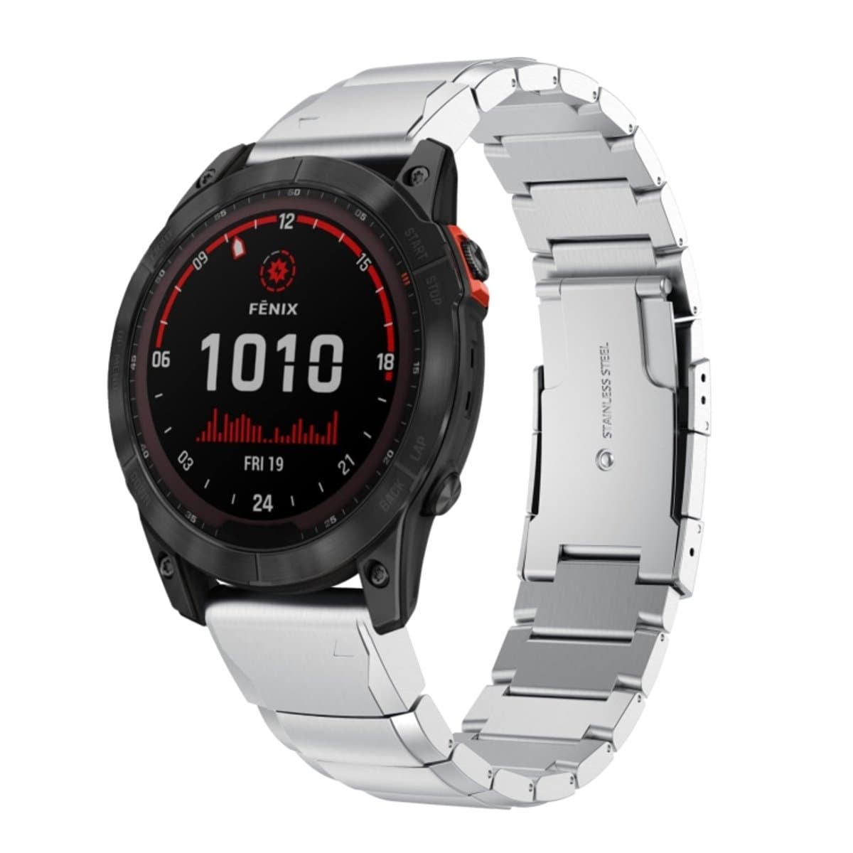 Voor Garmin Fenix 7 Solar 22 mm Tortoise Shell roestvrijstalen horlogeband (zilver)