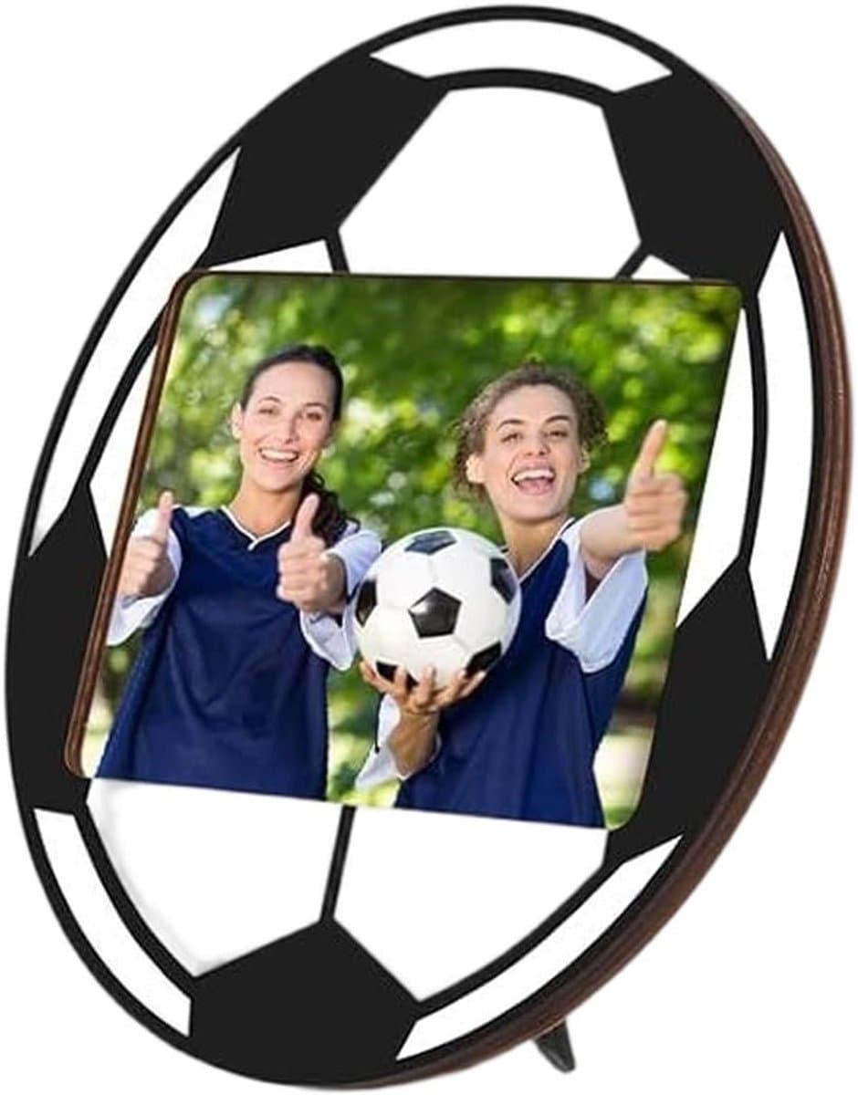 Houten Fotolijst - Wanddecoratie Ornament - Sport Herinneringen - Duurzaam Houten Design - 20 Cm Rond - Voetbal Thema