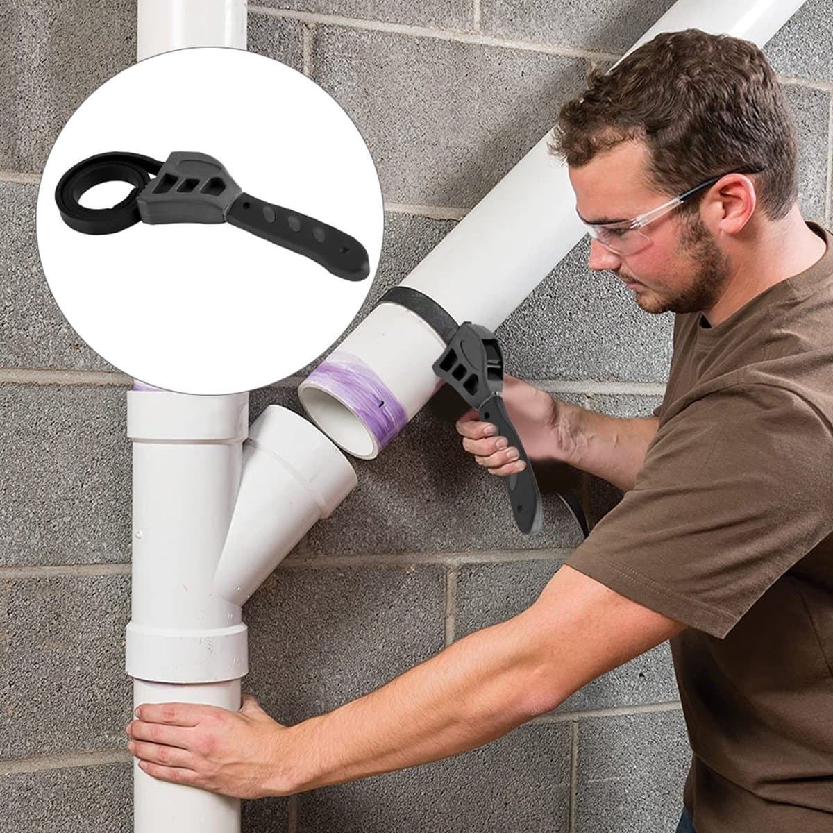 Dailygoods- Riemsleutel Verstelbaar 500 mm - Universele Moersleutel - Oliefilter Gereedschap - Antislip Handgreep - Duurzaam Rubbermateriaal - Beschermt Oppervlakken