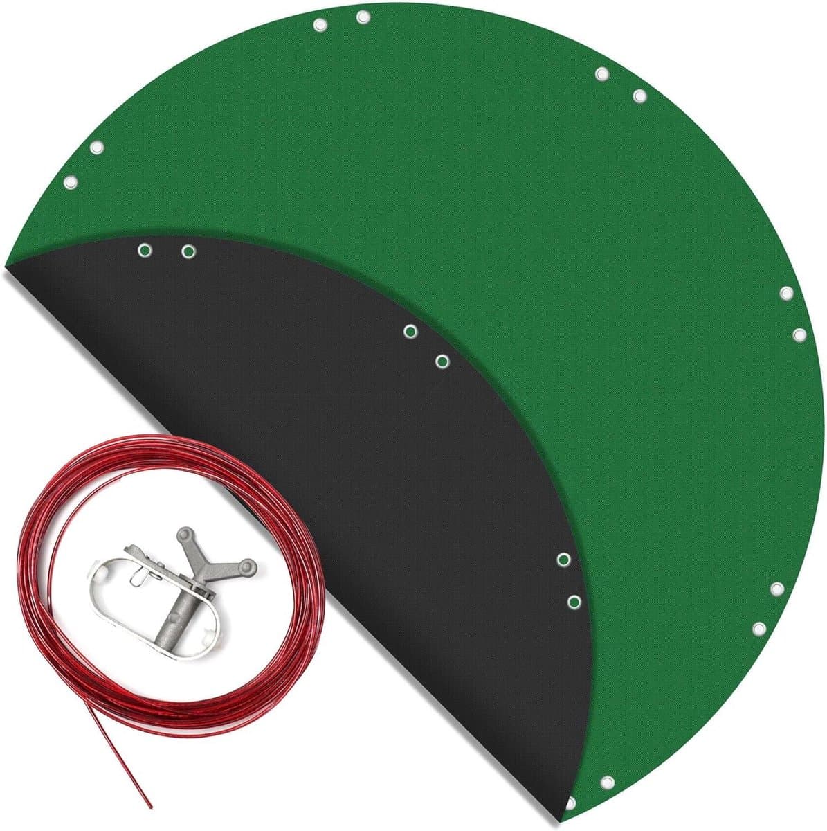 Zwembadafdekking Rond - Zomer Winter - Water Beschermen - Dubbelzijdig Gebruik - 520 cm Diameter - Zwart Groen