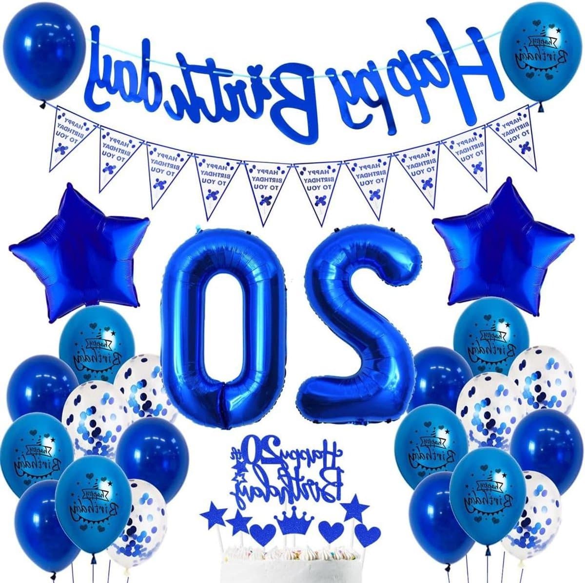 Verjaardag Decoratie Set - Feestartikelen Ballonnen - Verjaardag Vieren - Compleet Feestpakket - 81 cm - Donkerblauw