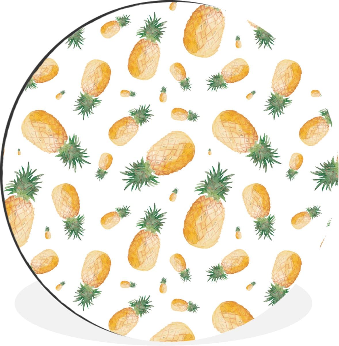 WallCircle - Wandcirkel - Muurcirkel - Ananas - Fruit - Design - Aluminium - Dibond - 90x90 cm - Binnen en Buiten
