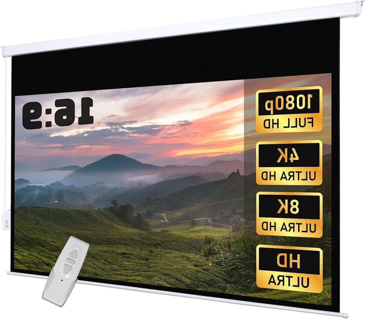 Gemotoriseerd Projectiescherm - Elektrisch Scherm - Thuisbioscoop Creëren - Wand of Plafond - 100 Inch - Wit