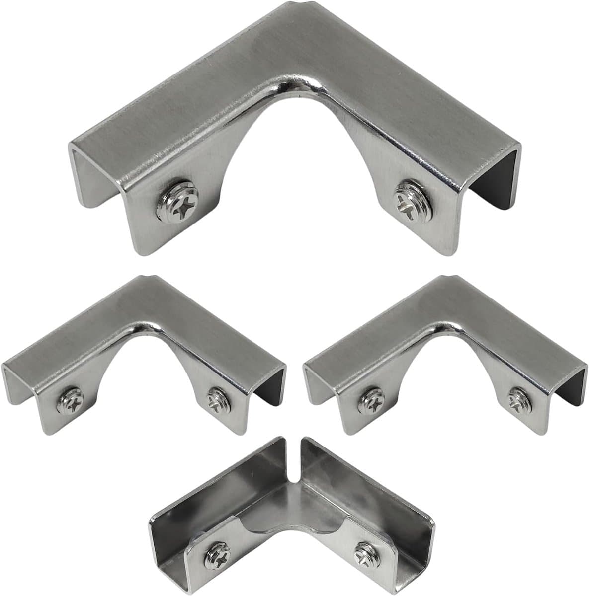 4 stuks glashoekklemmen van roestvrij staal 304, L-vormige hoekconnector voor glas, rechthoekige klemmen voor bevestiging van visglas (voor glas van 8-10 mm)