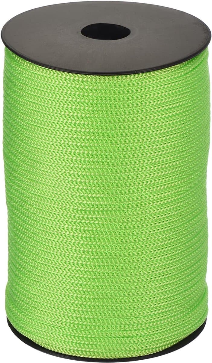 Touw, gevlochten touw, 100 m nylon touw, holle utility koord voor waslijn, kamperen, wandelen, outdoor, fruitgroen
